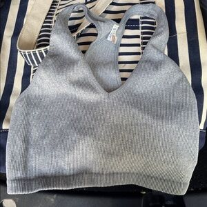 Free people movement Gray Ribbed Knit Crop Top